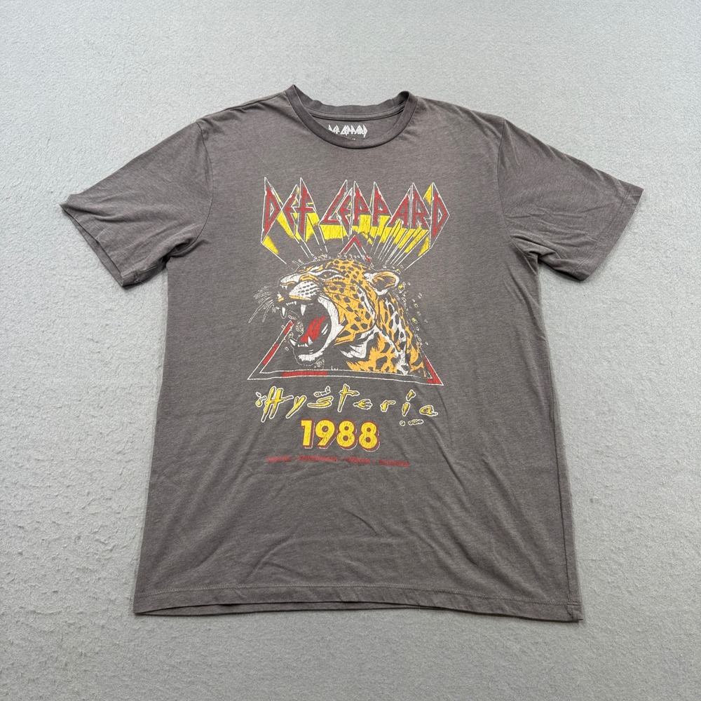 Def Leppard T-Shirt Men's Medium Gray Hysteria 1988 Japan Concert Tour Graphic